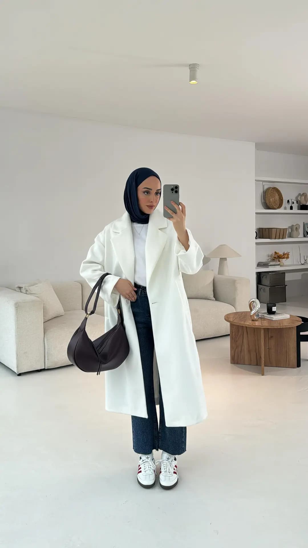 Premium Kaşe Kaban Beyaz