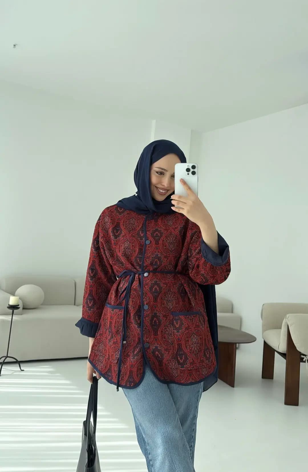 Etnik Desen Bağlamalı Ceket