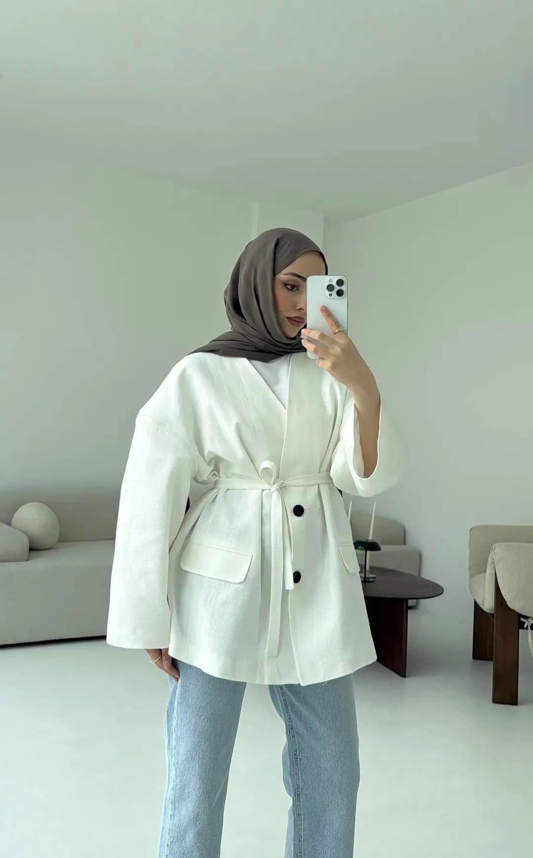 Düşük Omuz Oversize Beyaz Ceket