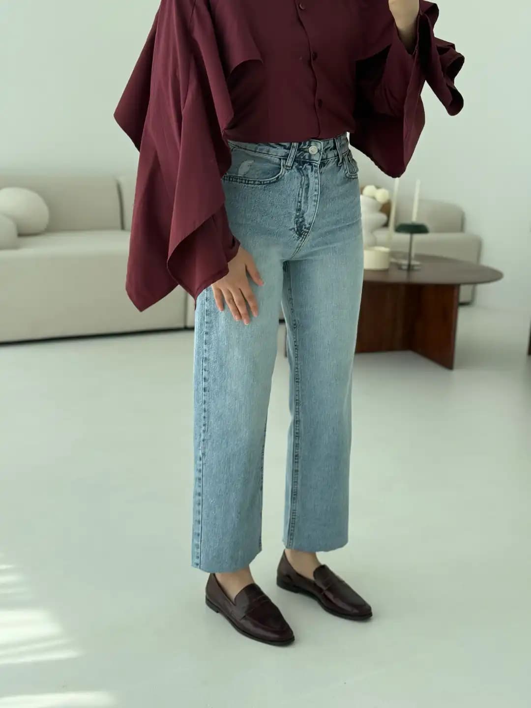 Premium Paçası Kesik Jean Acık Mavi