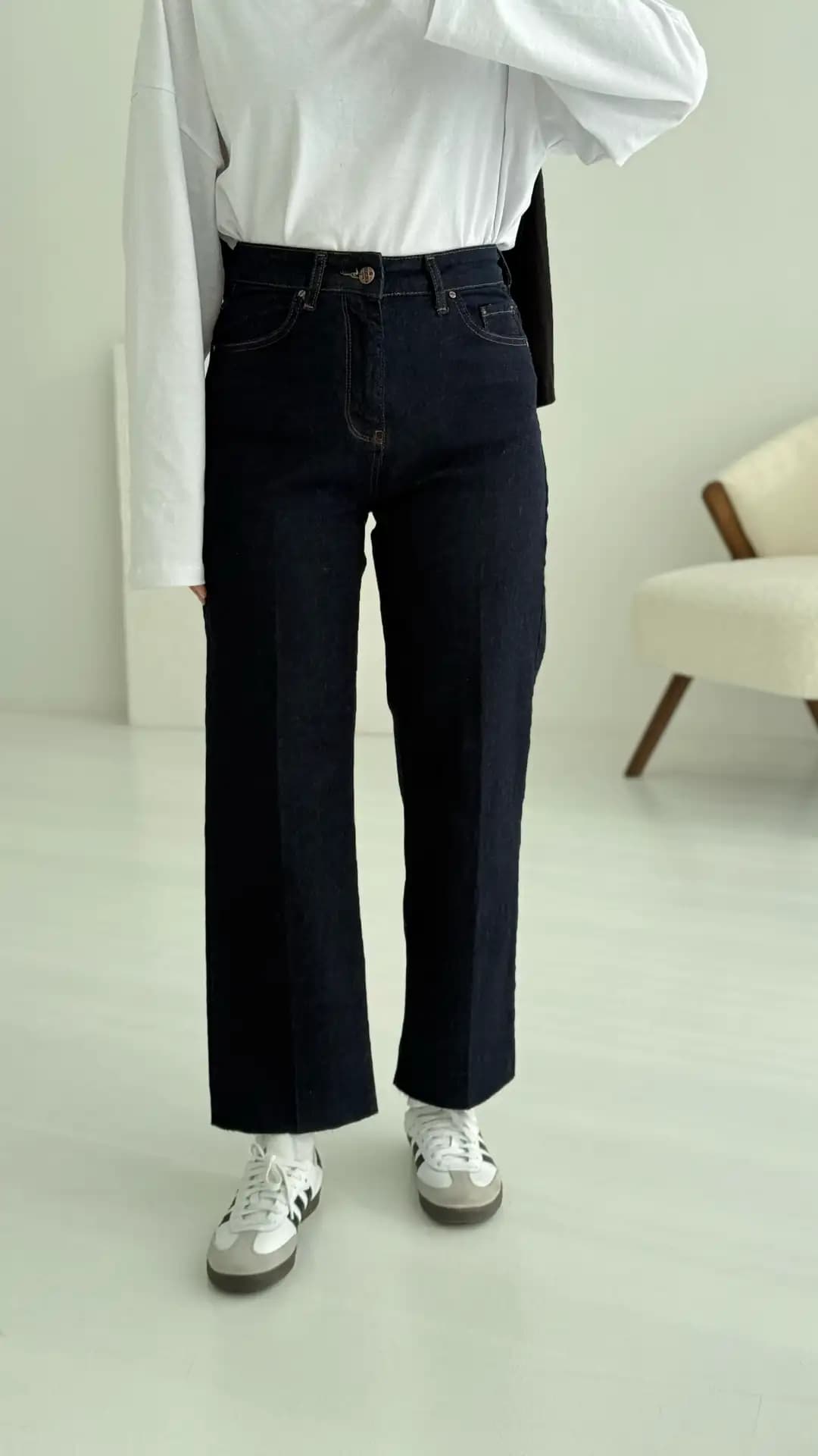 Tam Boy Keten Pantolon Natural