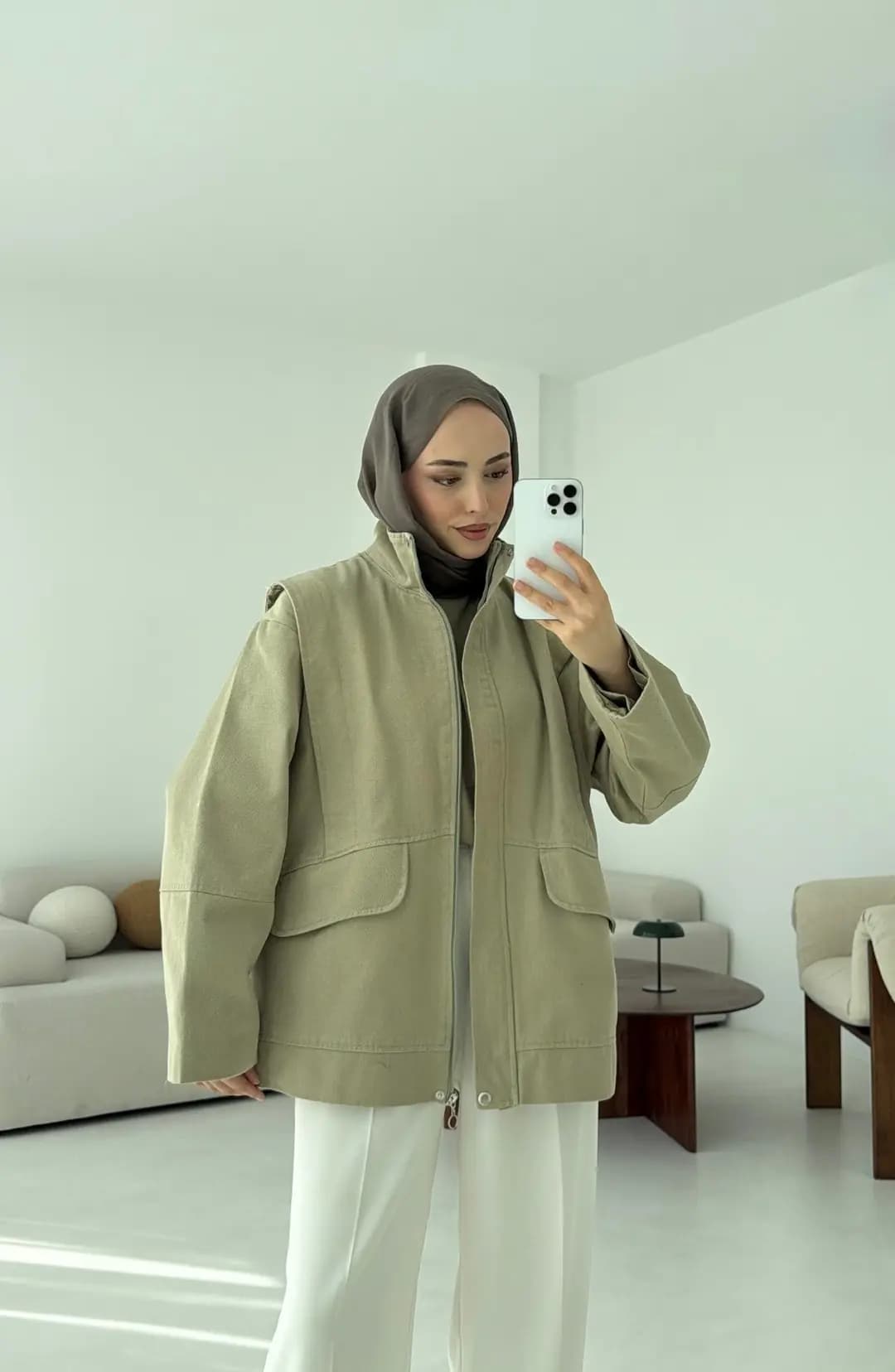 Premium Gabardin Tasarım Ceket Haki