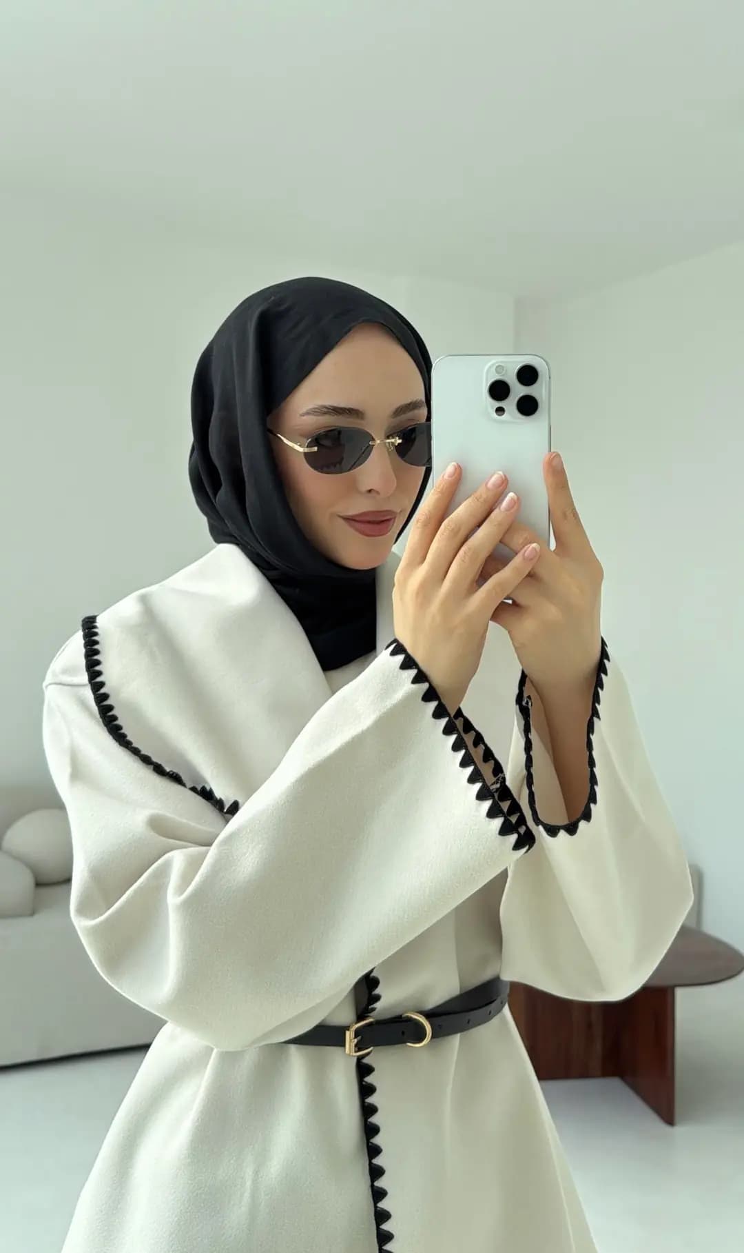 Dikişli Kaşe Ceket Bej