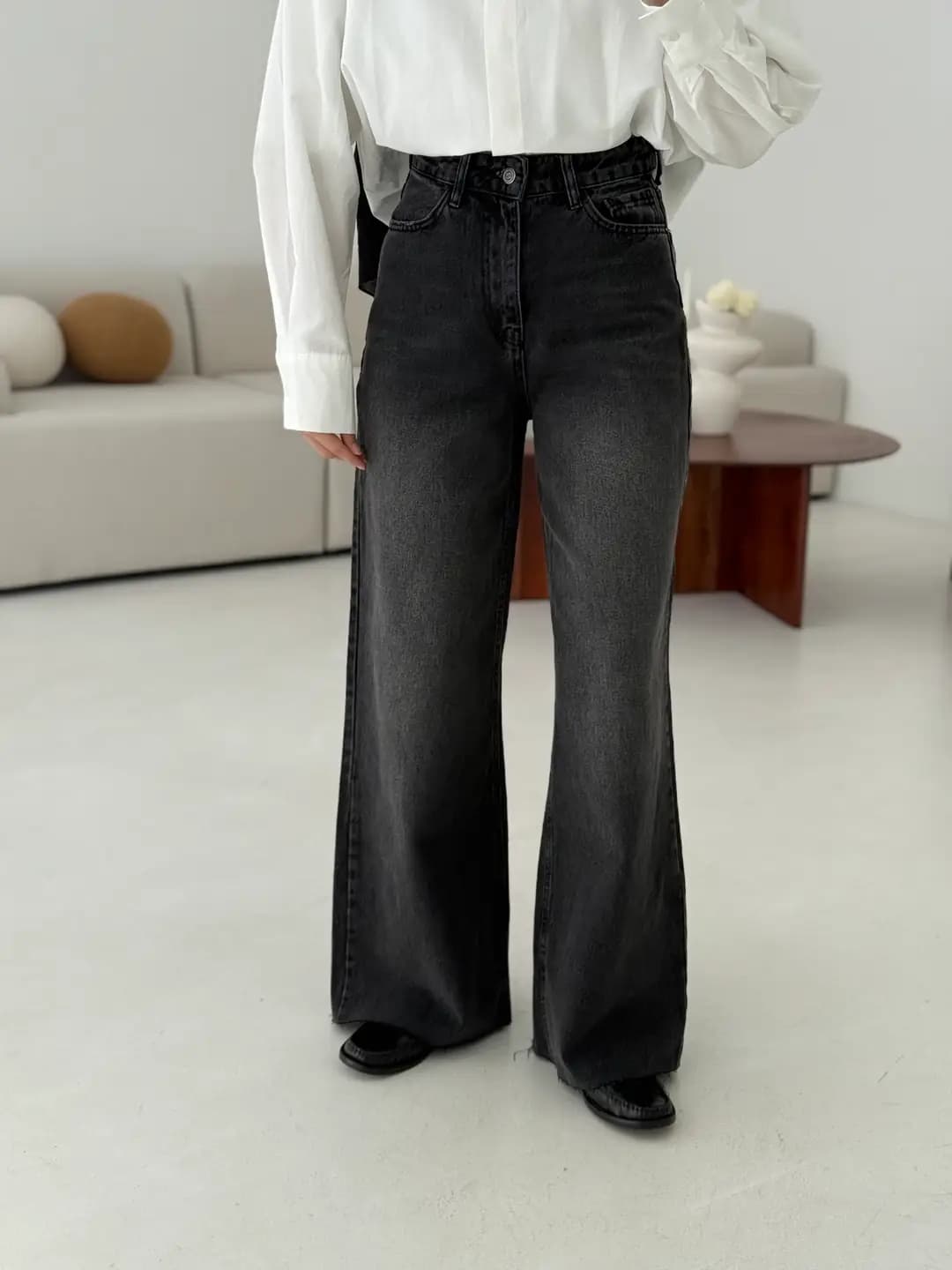 Wide Leg Yıkamalı AntarsitPantolon