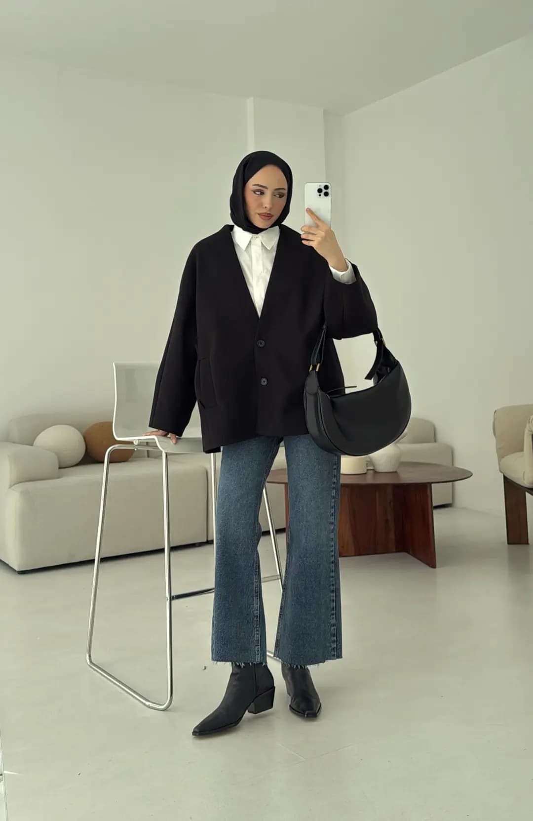Soft Oversize Kaşe Kaban Siyah