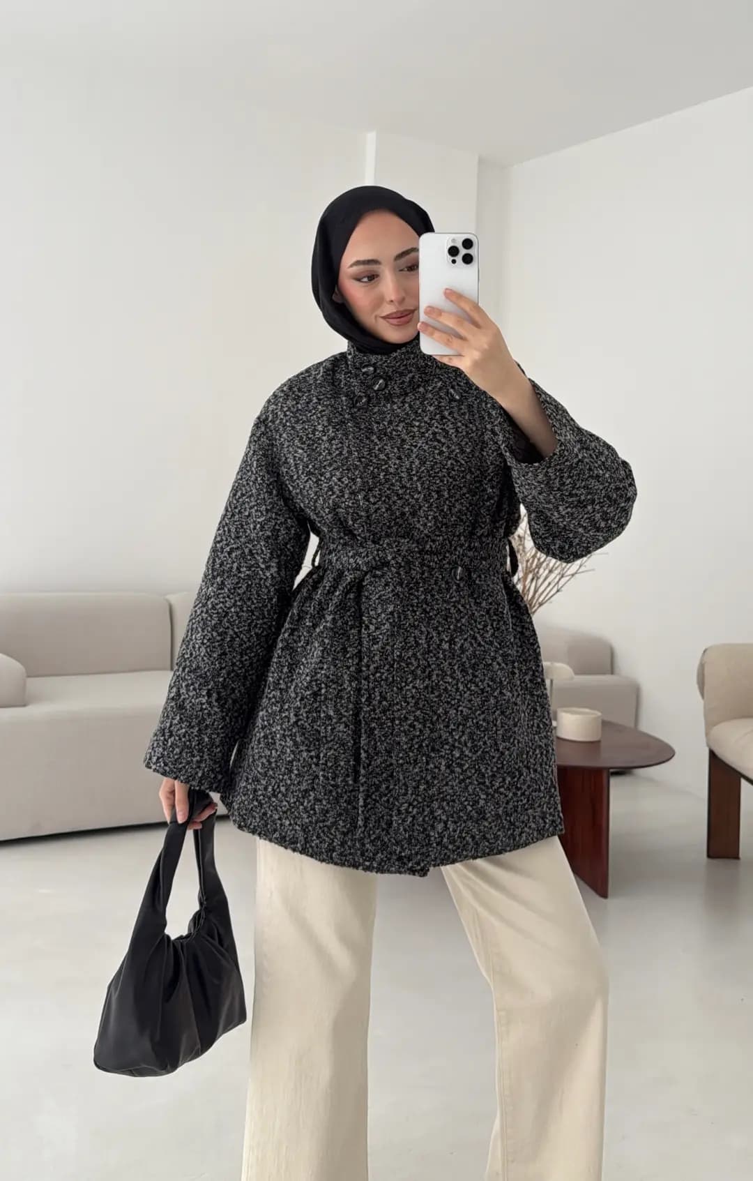 Siyah Gri Geçişli Kaban