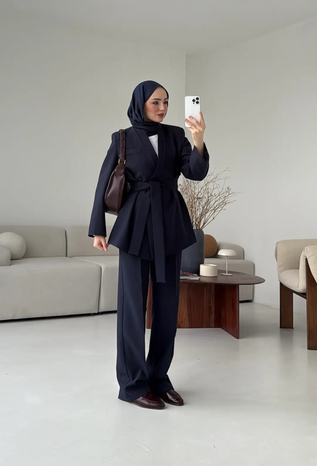 Bağlamalı Ceket Pantolon Takım Lacivert