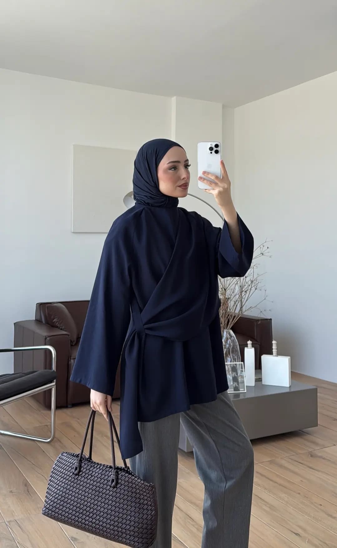 Yandan Şallı Tunik Lacivert