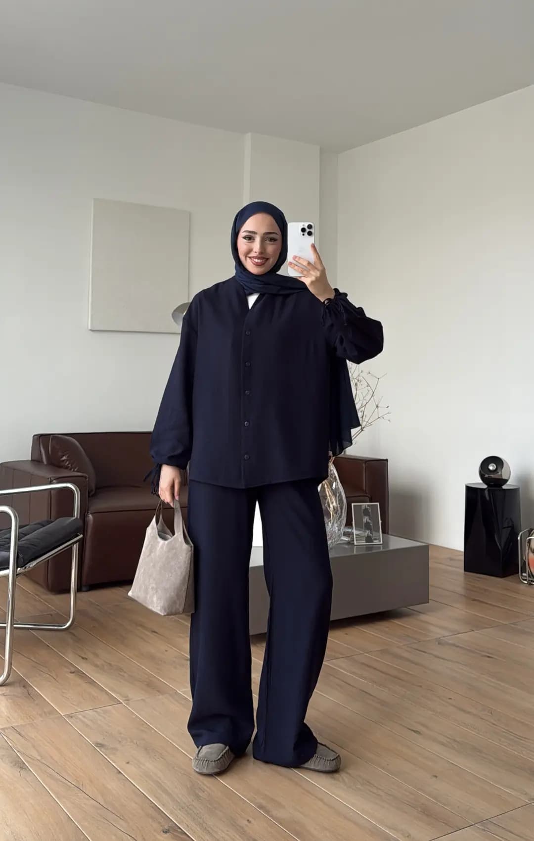 Oversize Kol Bagcıklı Takım Lacivert