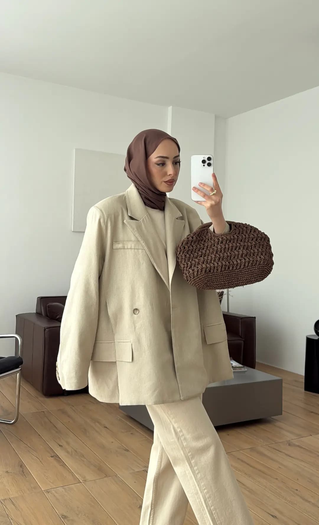 Keten Yırtmaç Detay Blazer Ceket Taş