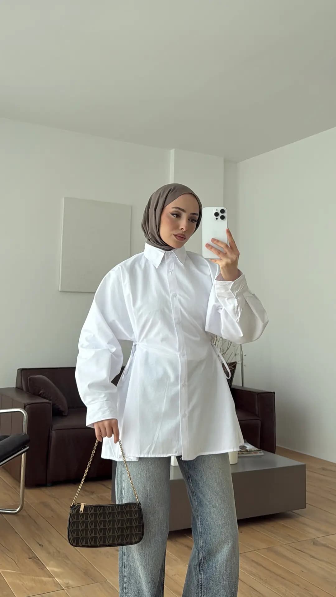Yandan Bağlamalı Poplin Gömlek Beyaz