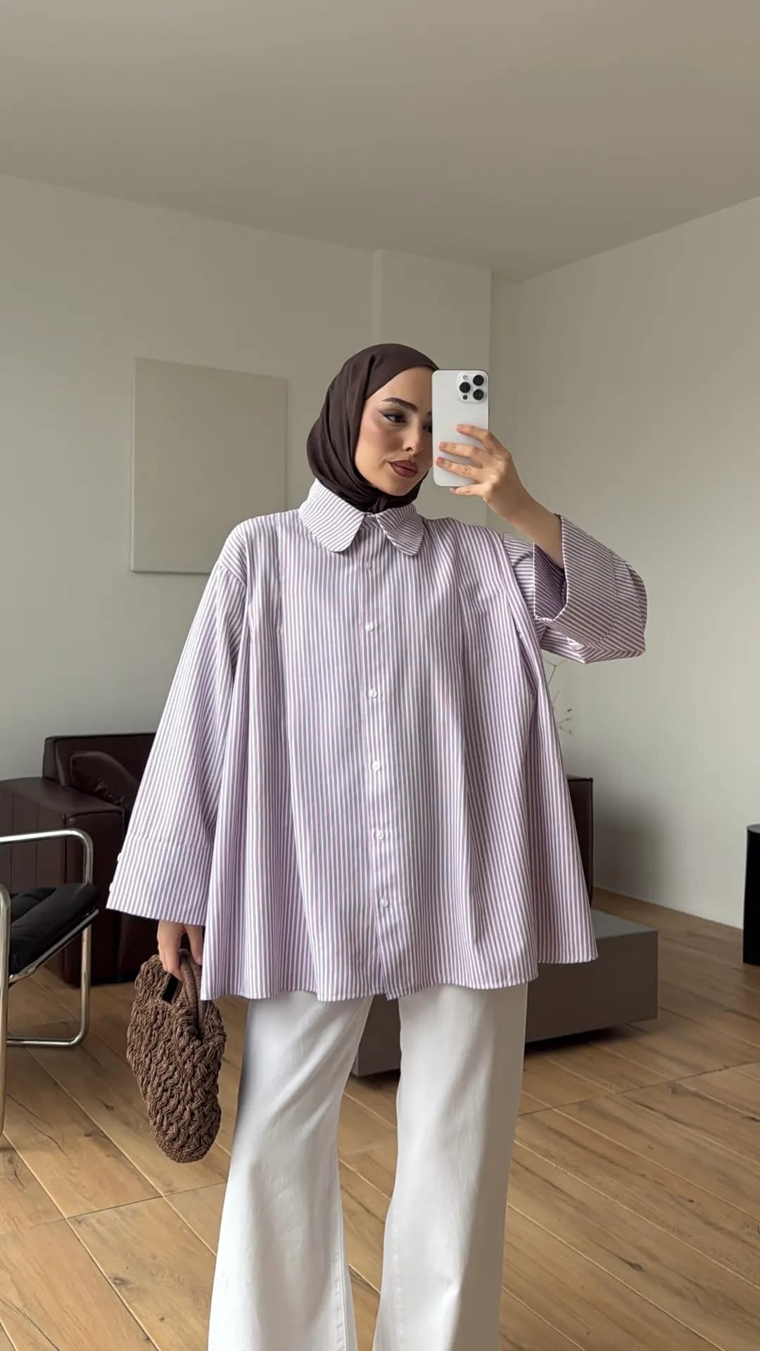 Volanlı Çizgili Gömlek Pembe