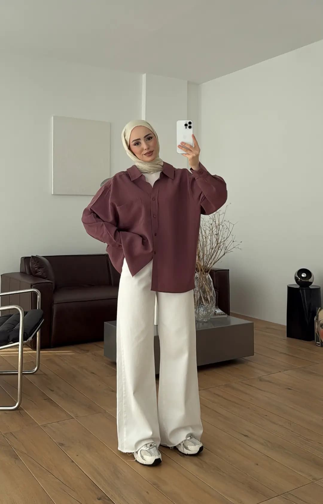Düşük Omuzlu Gömlek Gül Kurusu
