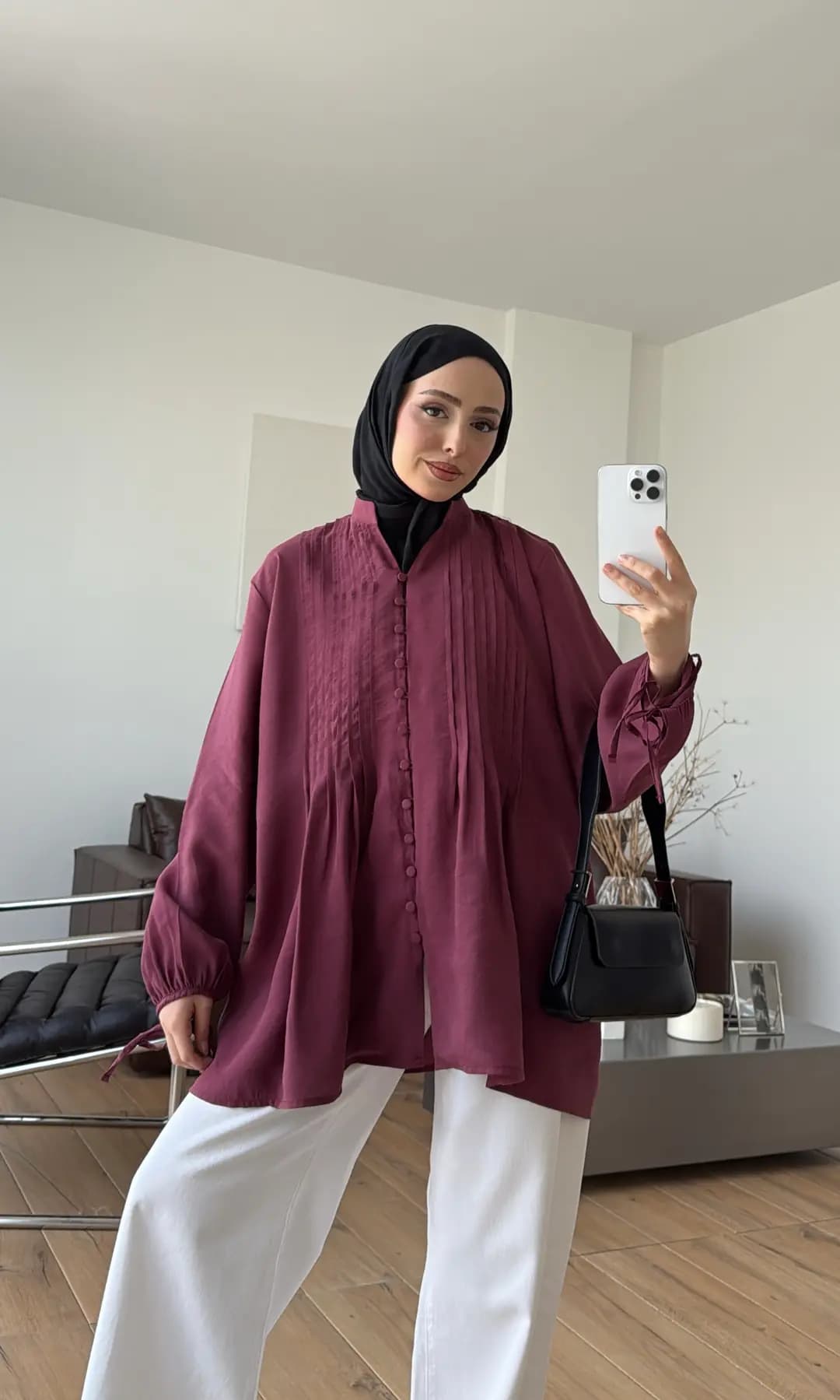 Nervürlü Tensel Tunik Gül Kurusu