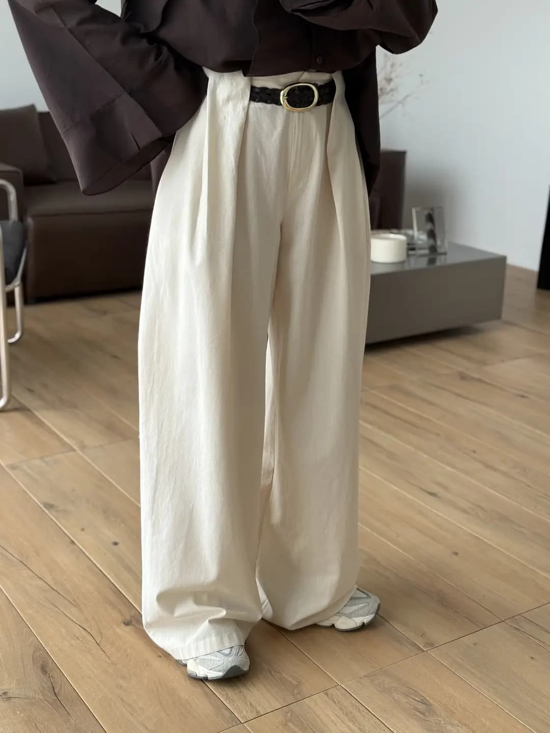 Kemerli Keten Pantolon Natural