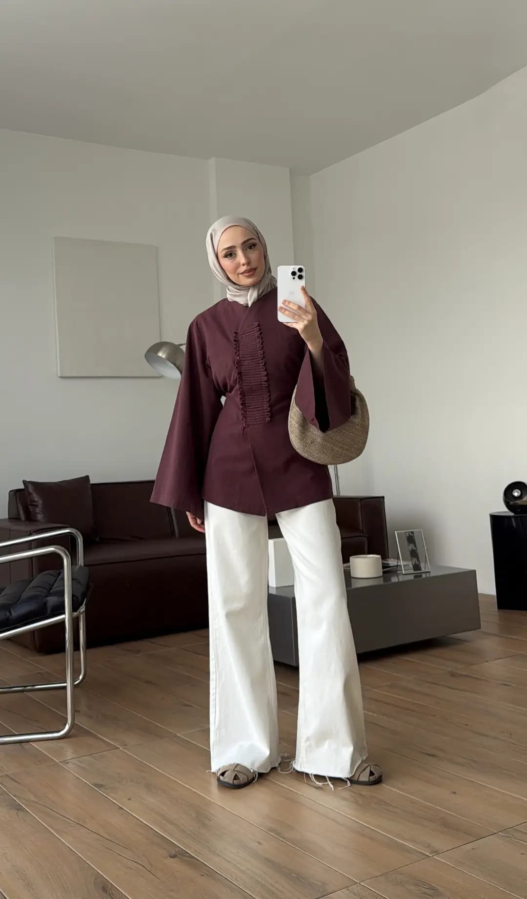 Vera Tasarım Keten Bluz Mürdüm