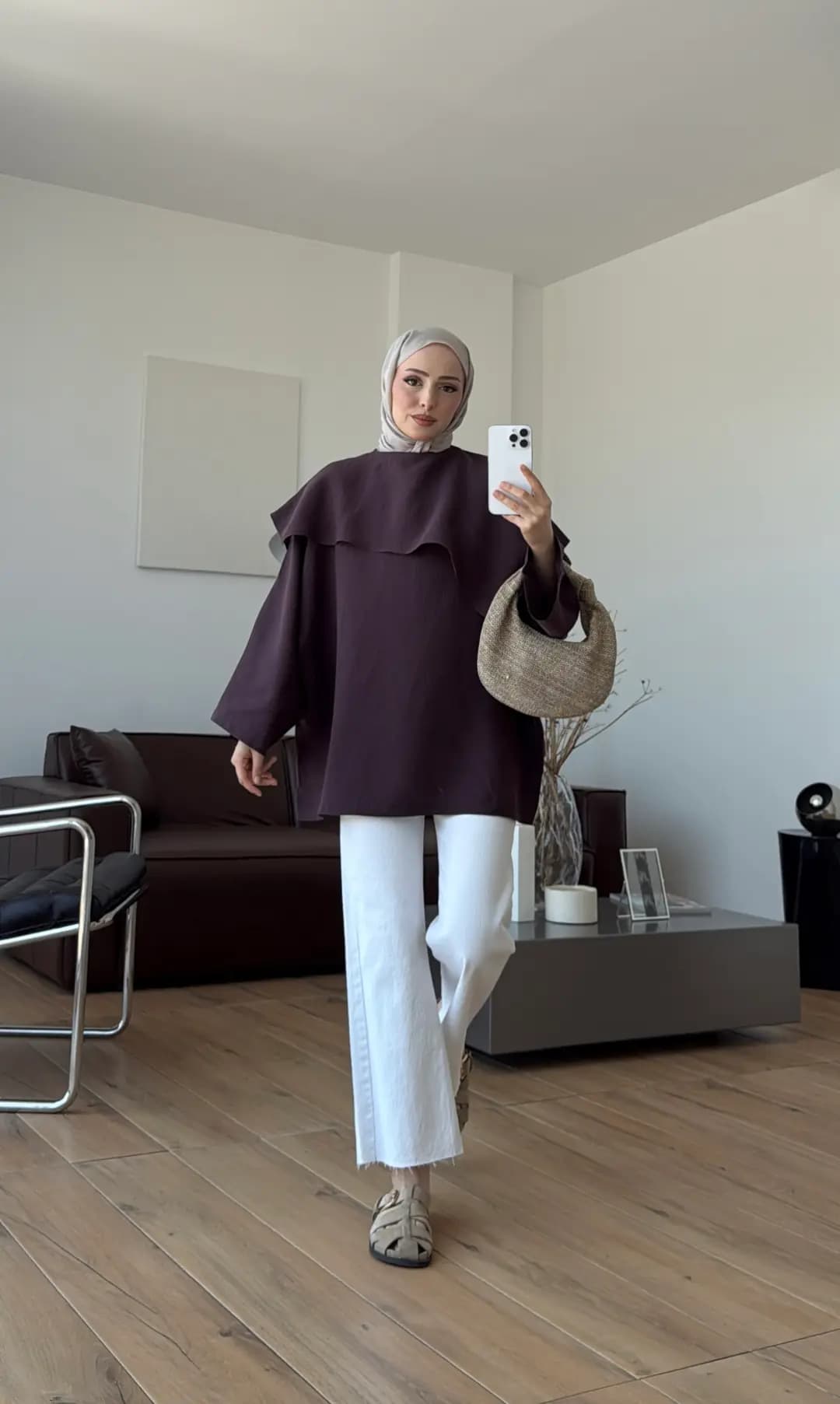 Yarasa Kol Şallı Bluz Mürdüm