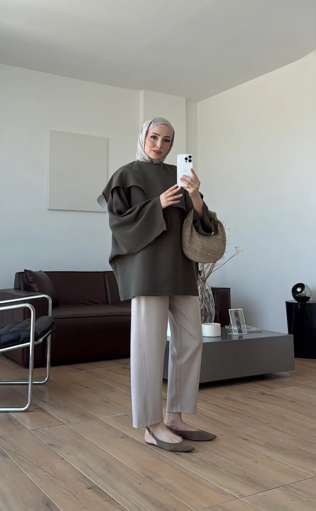 Yarasa Kol Şallı Bluz Haki