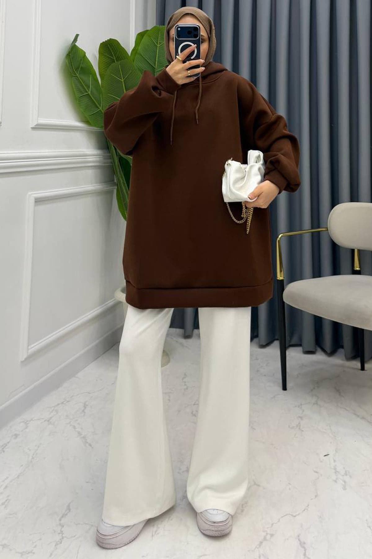 NELLY OVERSİZE SWEAT KAHVE